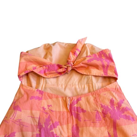 Lilly Pulitzer Strapless Palm Tree Sunset Beach Dress 100% Cotton Size 2 Women's - Picture 7 of 10